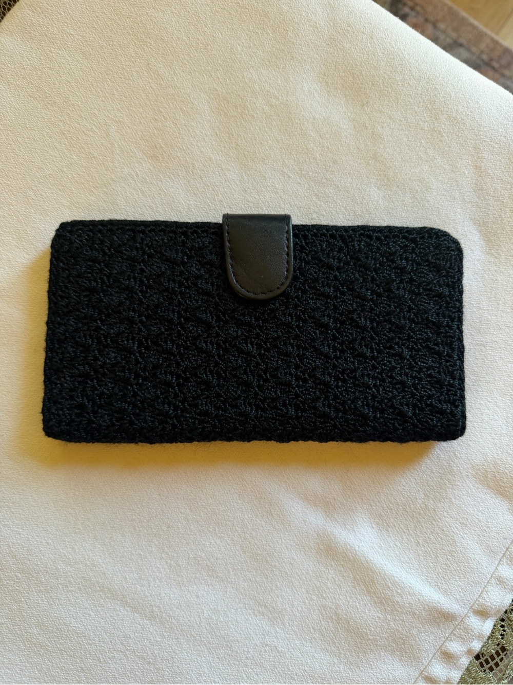 The Sak Black Crochet Long Wallet with Snap Tab